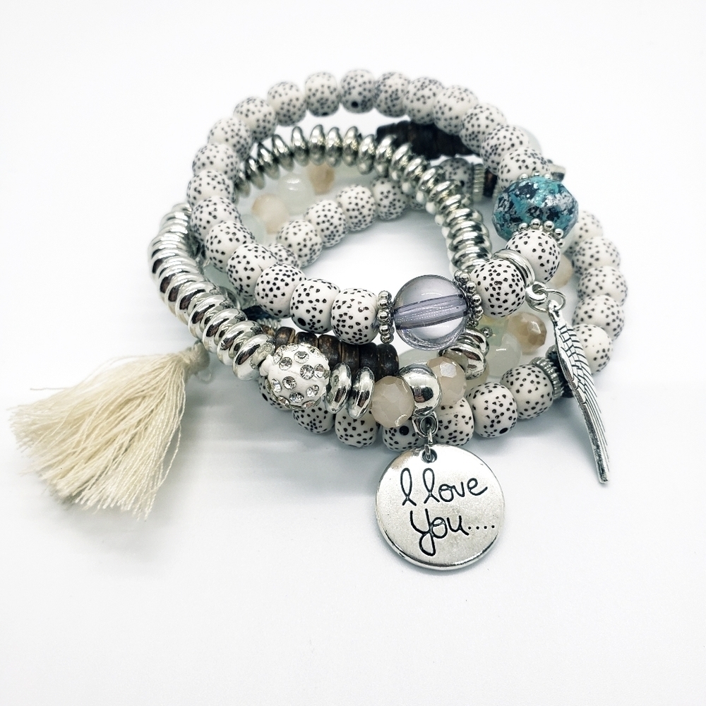 Beaded Multi-layer Bracelet With Tassel 4 Bracelet Set - Picture 6 of 14